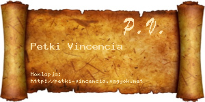 Petki Vincencia névjegykártya